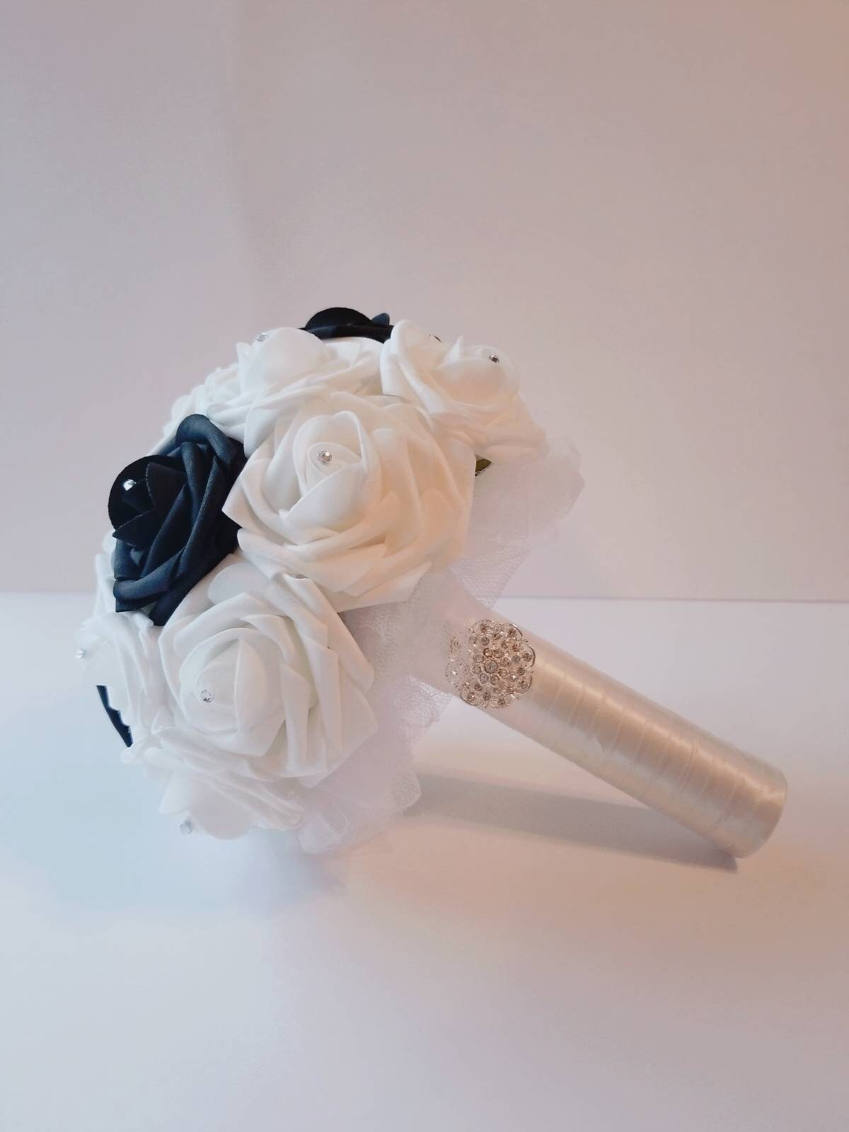 White and Black Wedding Bouquet