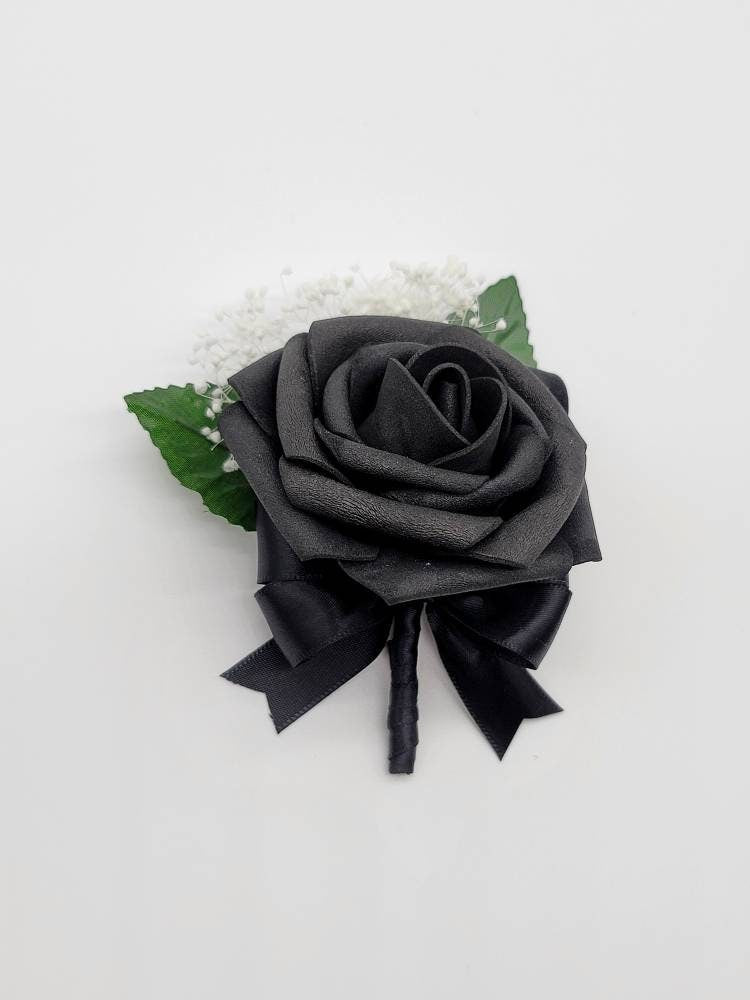 Black Corsages And Boutonnieres With Matching Bouquets Available,Available In 27 Colors, Corsages Available In Pin On And Wrist