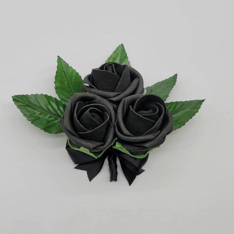Black Boutonnieres And Corsages, Available In 27 Colors, Corsages Available In Pin On And Wrist,Matching Bouquets Available