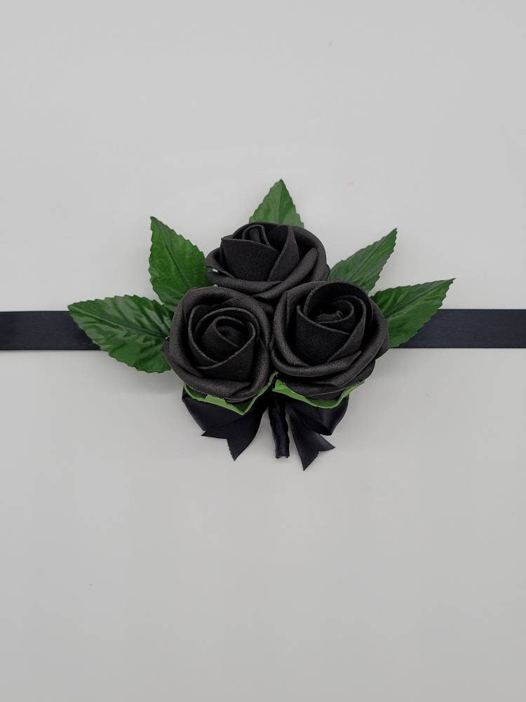 Black Boutonnieres And Corsages, Available In 27 Colors, Corsages Available In Pin On And Wrist,Matching Bouquets Available