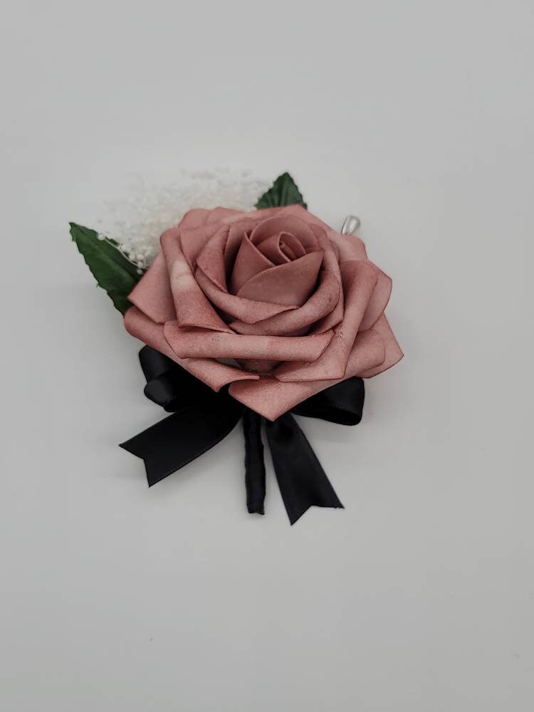 Dusty rose And ivory Boutonnieres And Corsages, Available In 27 Colors, Corsages Available In Pin On And Wrist, Matching Bouquets Available