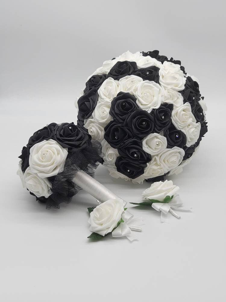 White and Black Wedding Bouquet