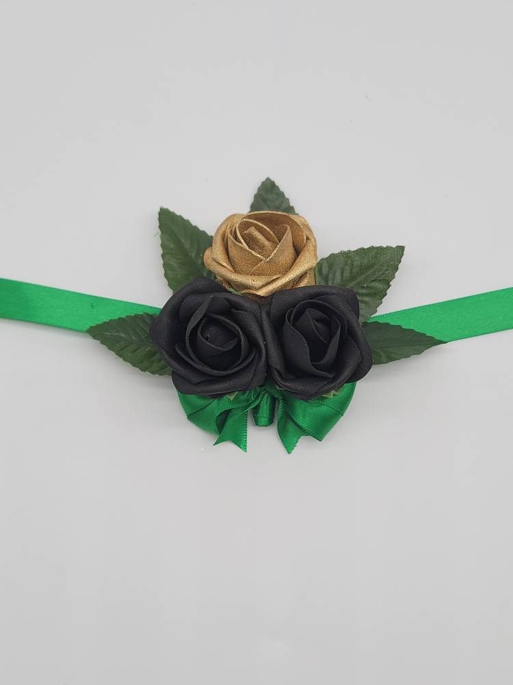 Black Corsages And Boutonnieres, Available In 27 Colors, Corsages Available In Pin On And Wrist,Matching Bouquets Available