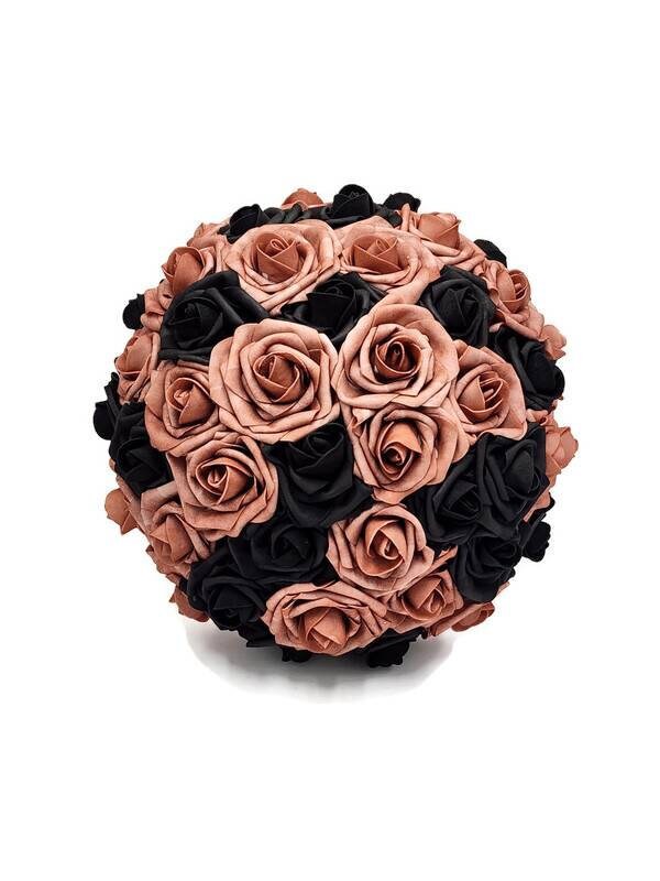 Dusty Rose and Black Wedding Bouquet-Modern Romantic Bridal- Rose Gold Ribbon-Custom Colors-Matching Boutonnieres & Corsages