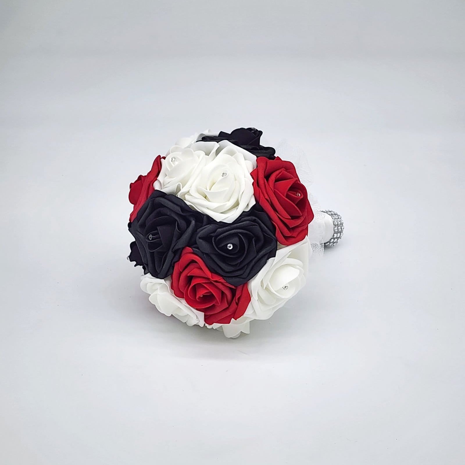 Red, Black, and White Wedding Bouquet