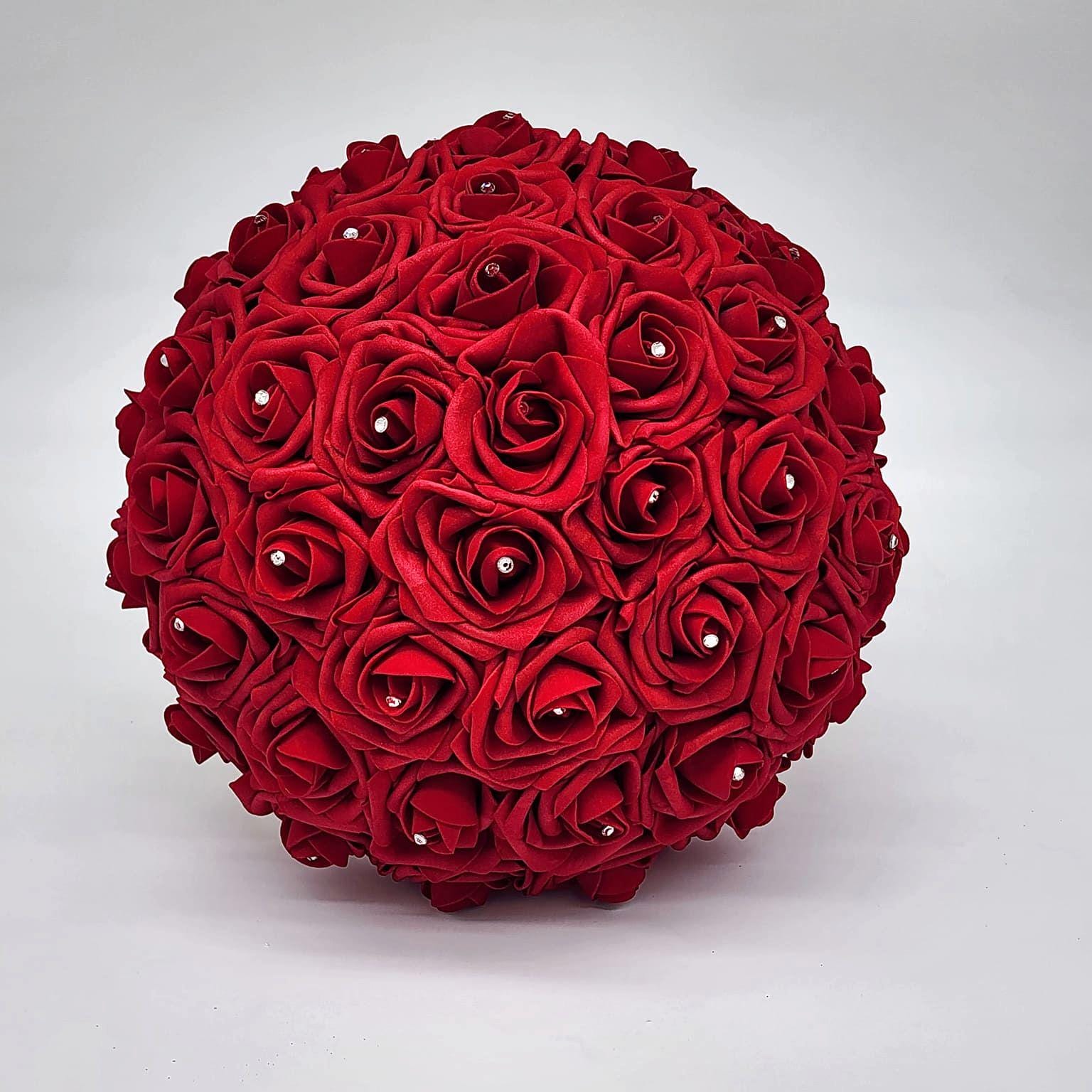 Red and Gold Wedding Bouquet | Bridal, Bridesmaid and Toss Bouquet | Matching Boutonniere & Corsage