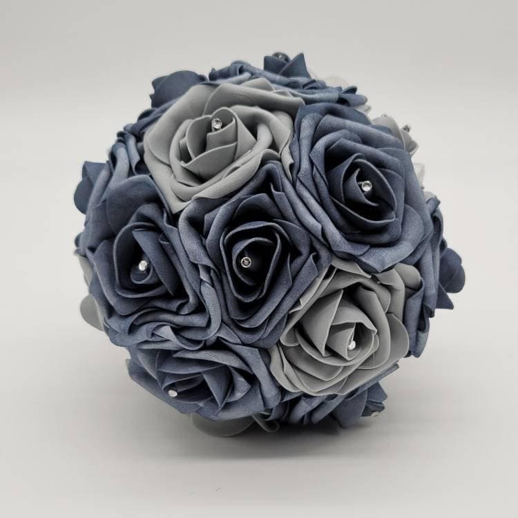 Dusty blue and gray bouquet front view