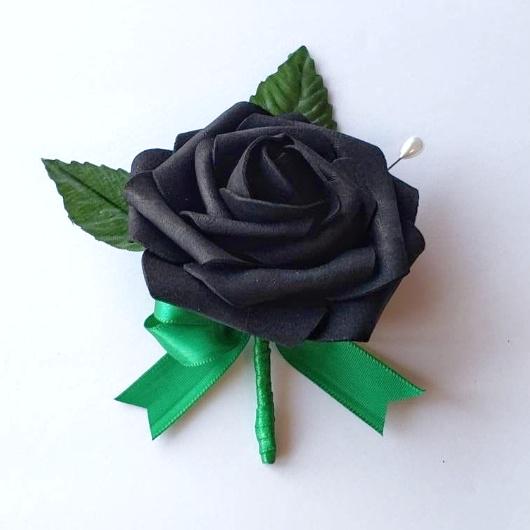 Black and Emerald Green Wedding Bouquet Made w/Real Touch Roses, Bridal Bouquet, Bridesmaid Bouquet and Matching Boutonnieres and Corsages