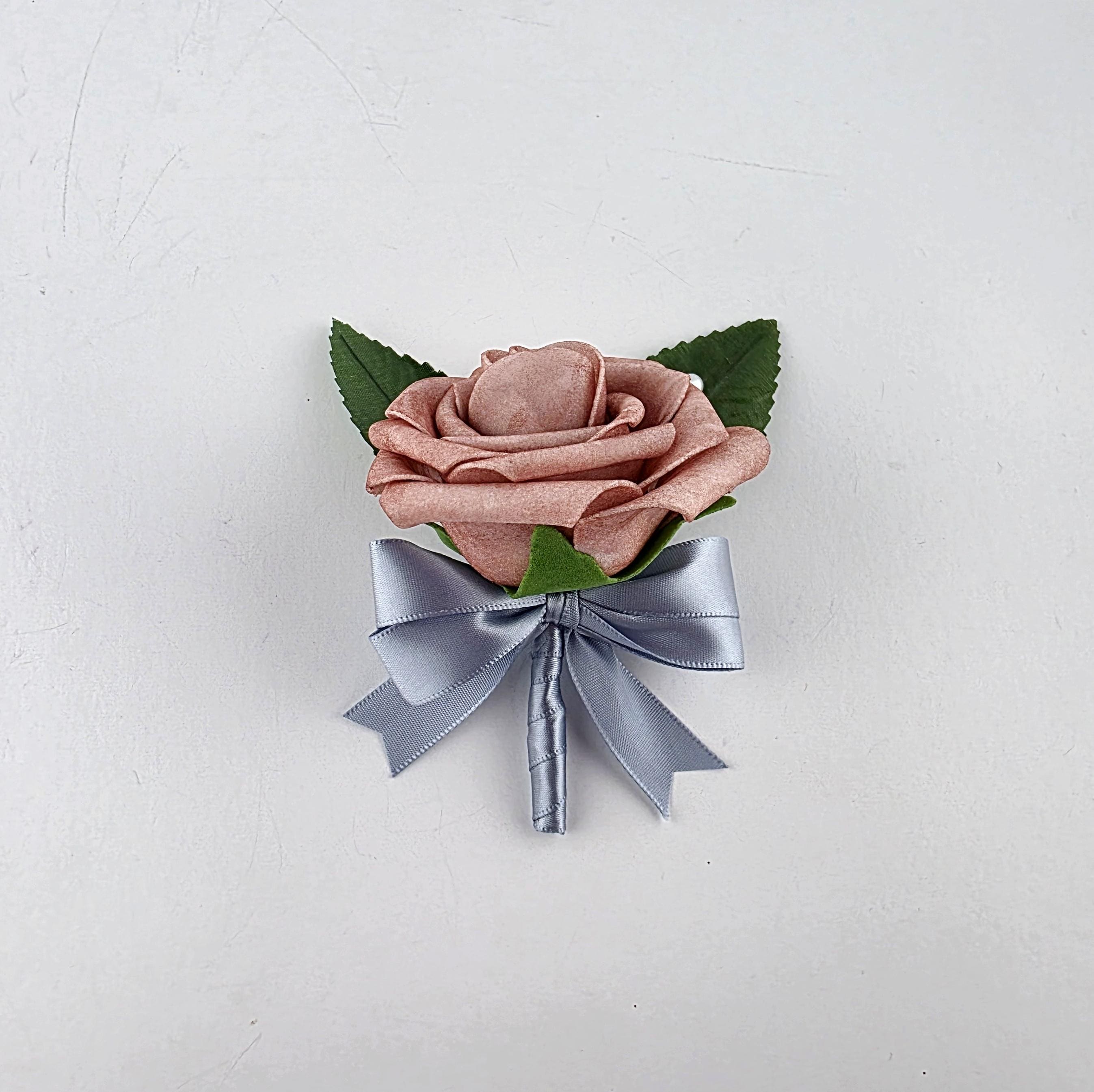 Dusty rose and dusty blue boutonniere