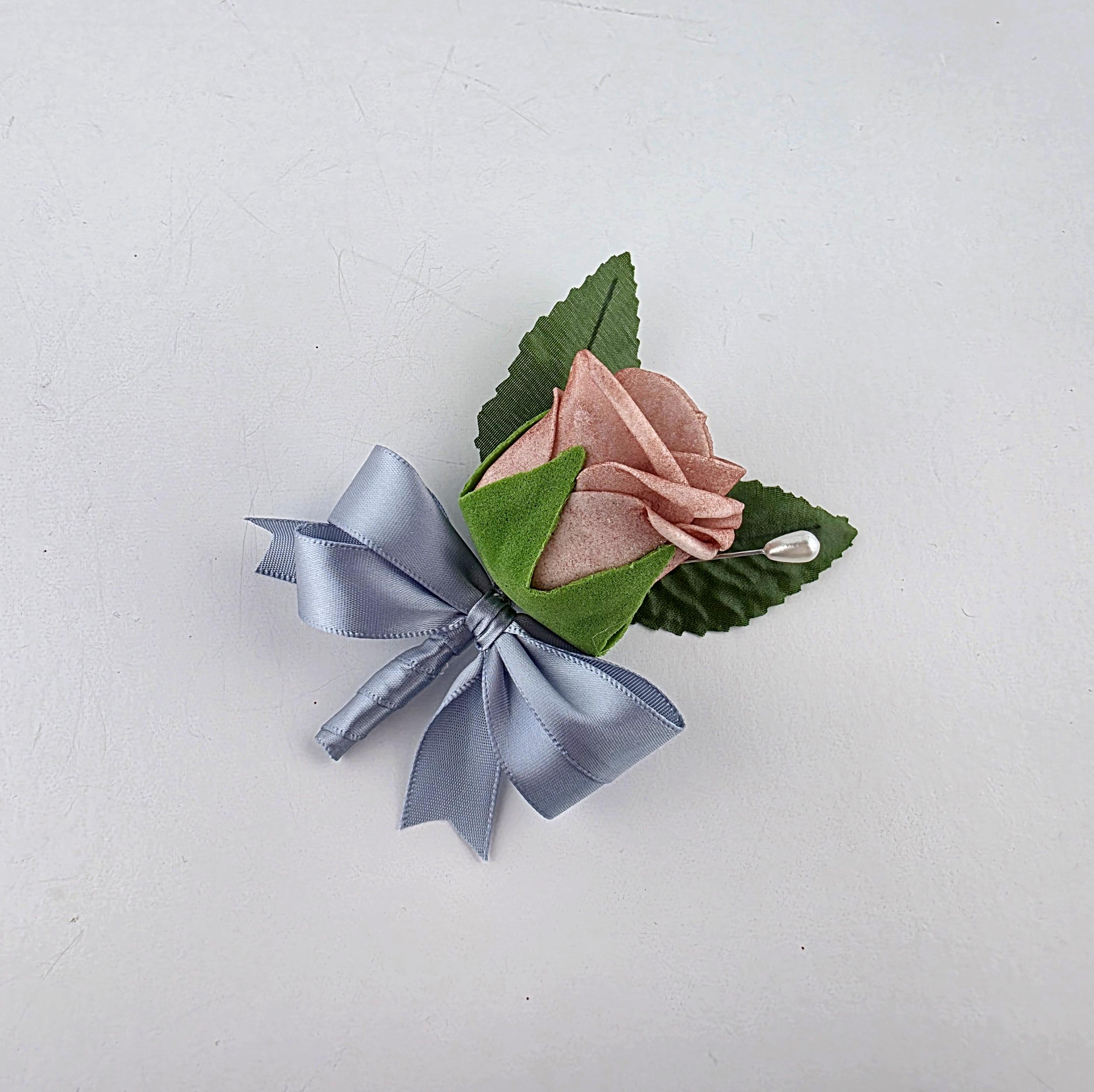 Dusty Rose and White Kids Corsage or Boutonniere – Real Touch Flowers
