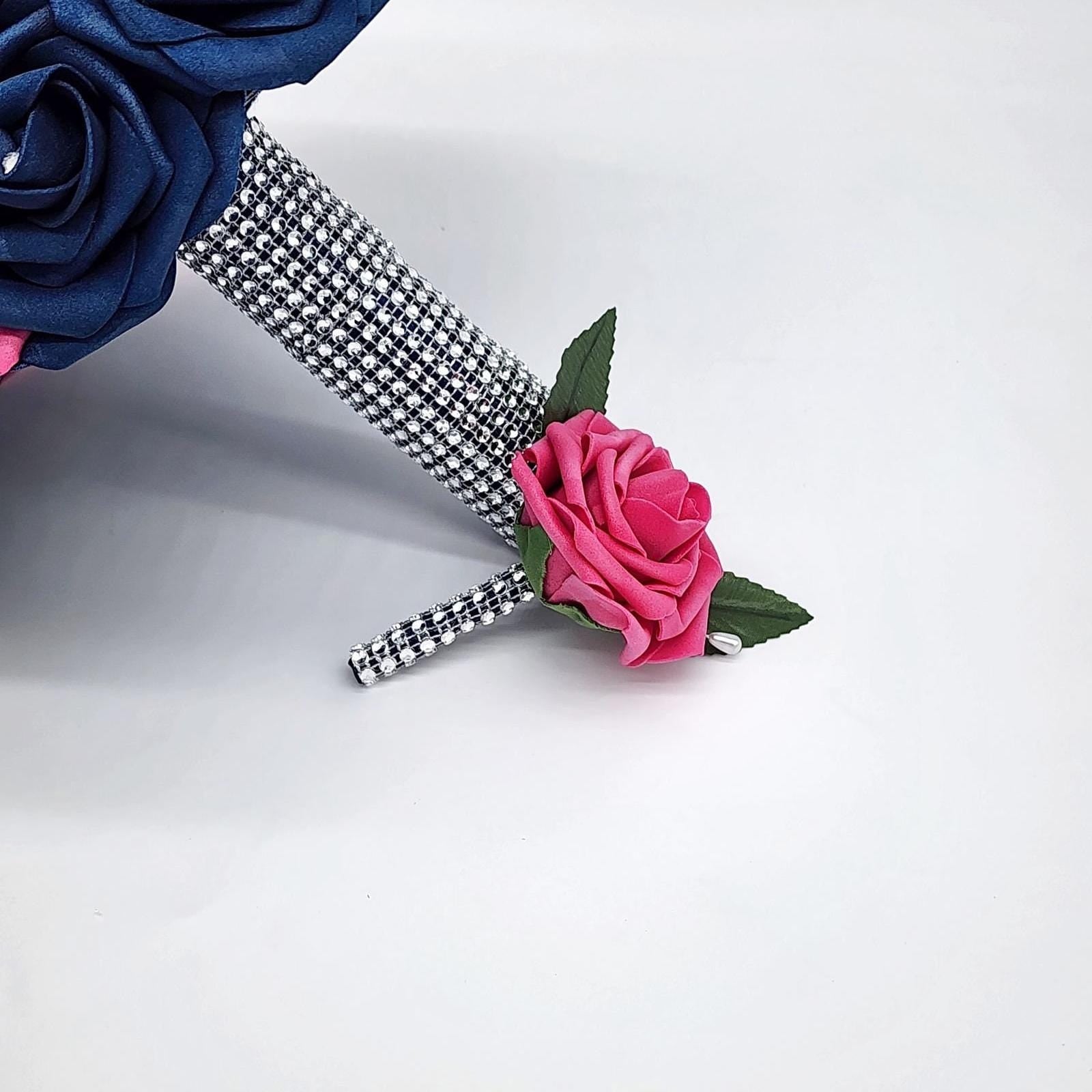 Hot pink and rhinestone boutonniere