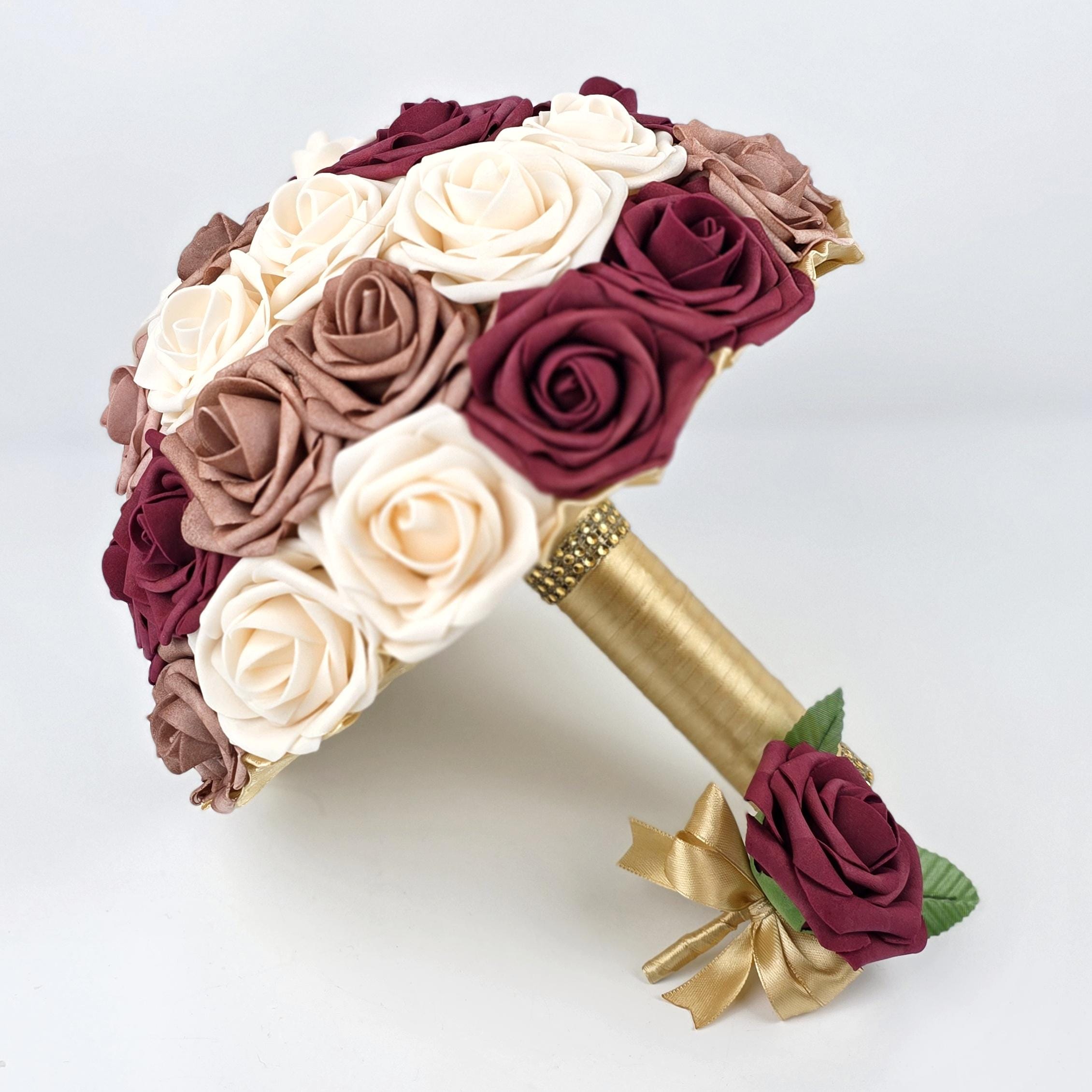 Burgundy And Gold Boutonnieres And Corsages,27 Colors Available, Corsages Available In Pin On And Wrist,Matching Bouquets Available