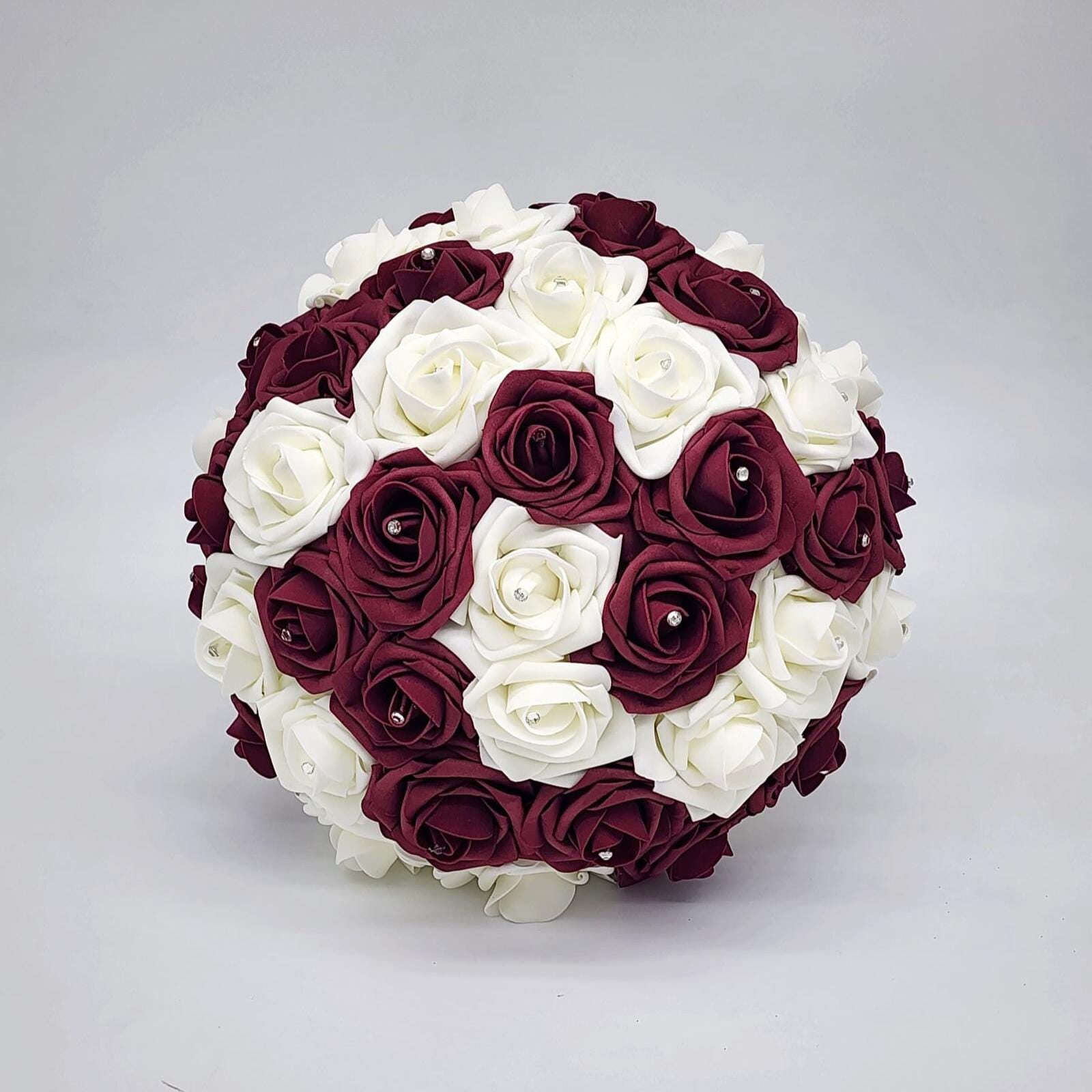 Front viewof Bridal bouquet. Shoesround shape