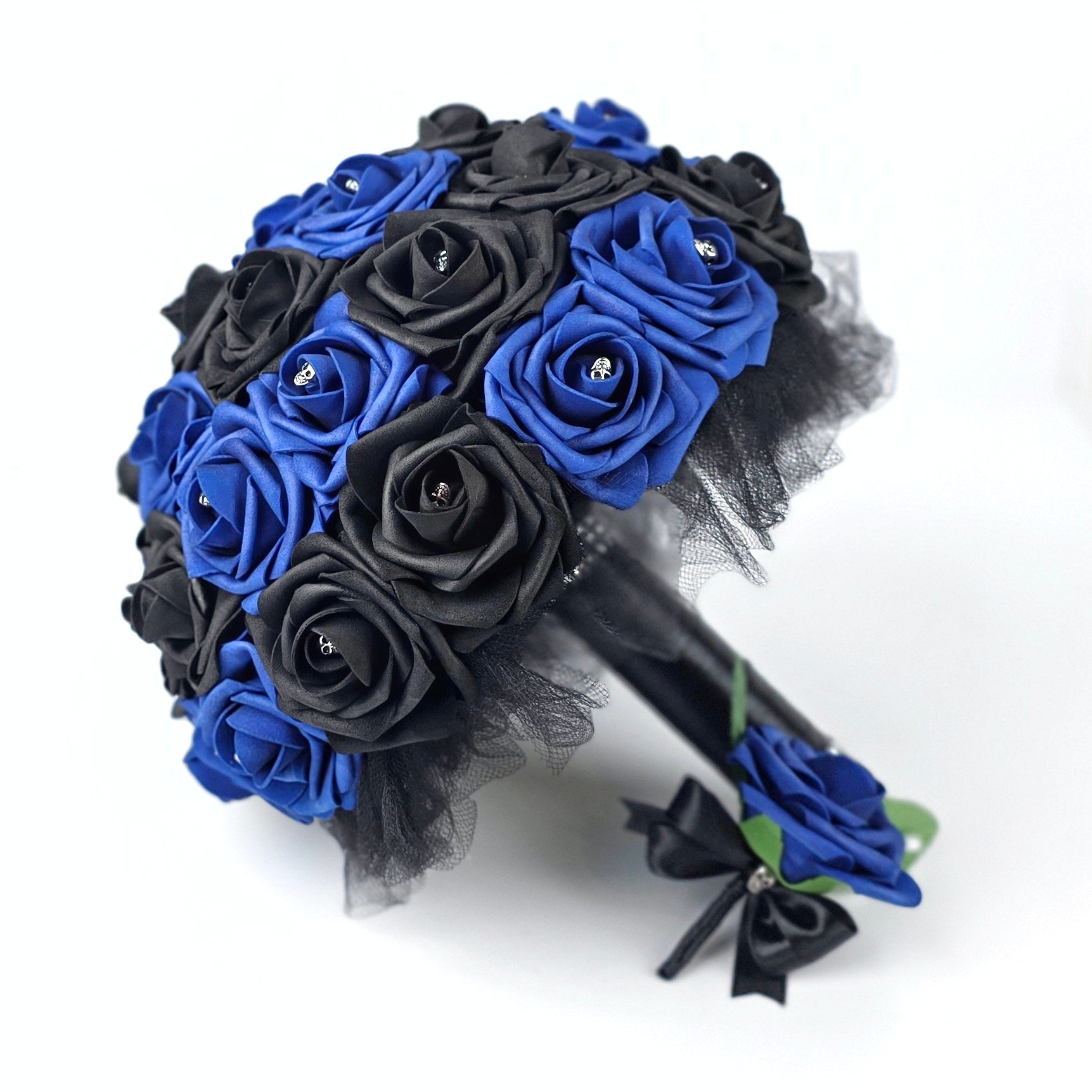 Royal Blue Rose Skull Boutonniere