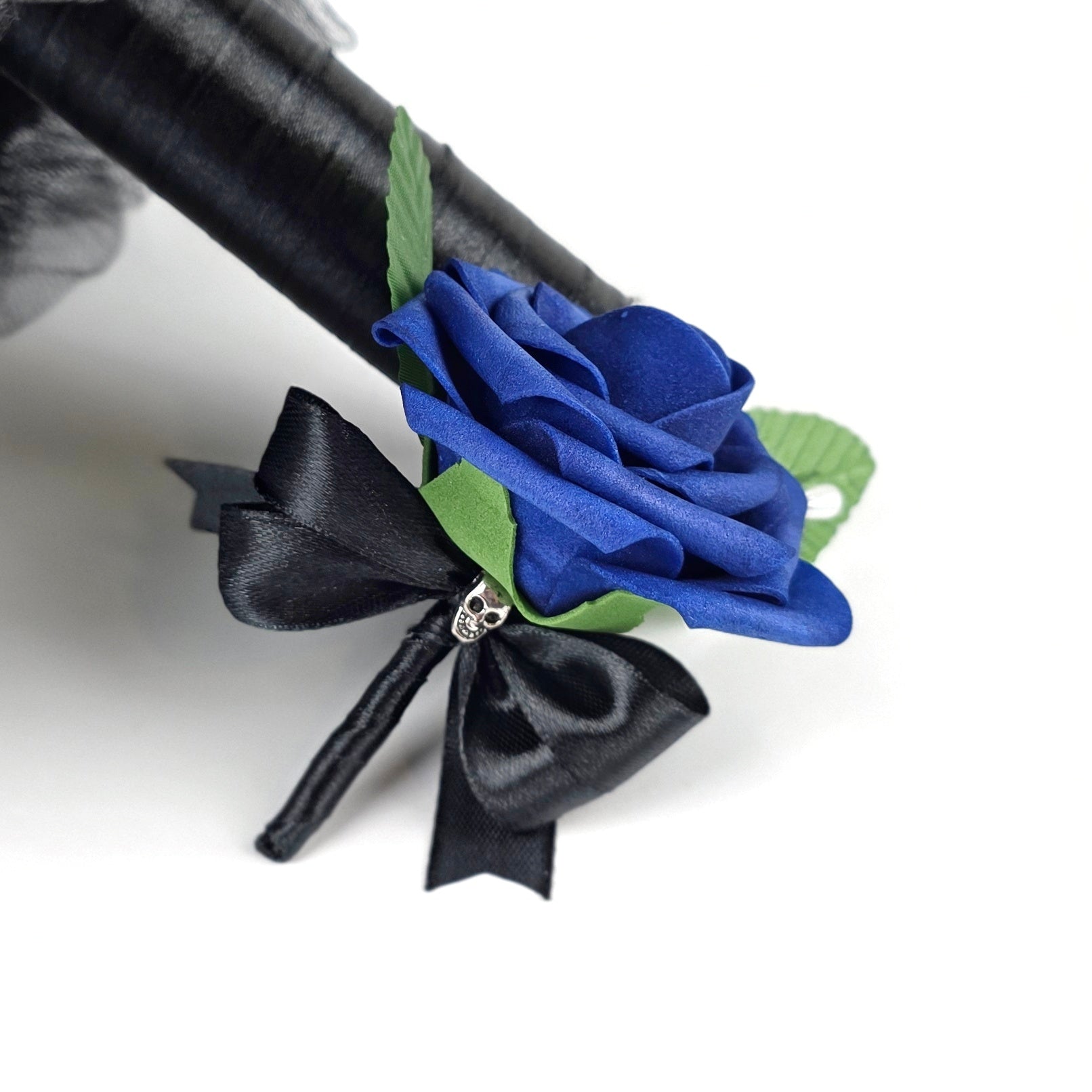 Royal Blue Rose Skull Boutonniere