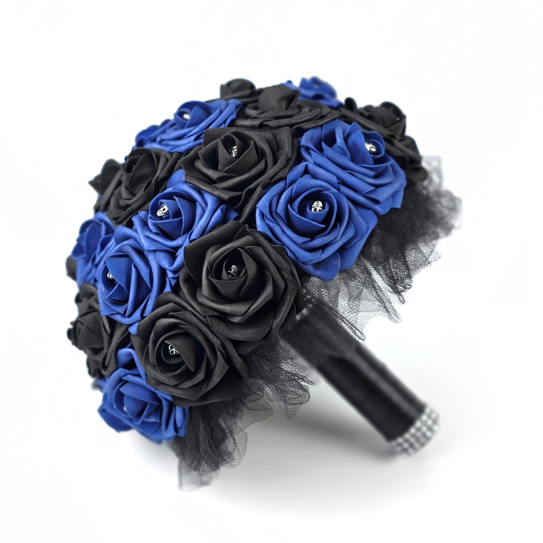 Gothic Royal Blue & Black Rose Toss Bouquet
