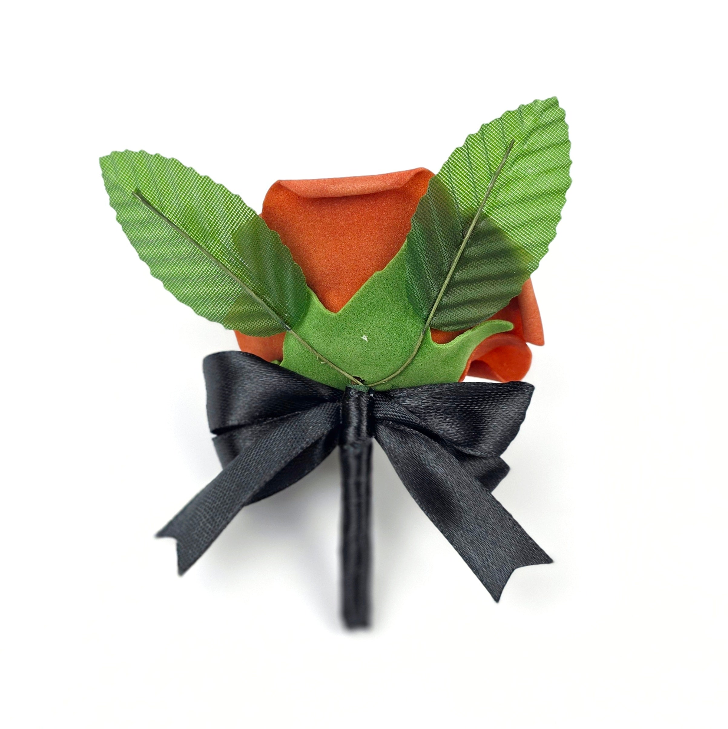 Burnt Orange Rose Boutonniere | Fall Wedding