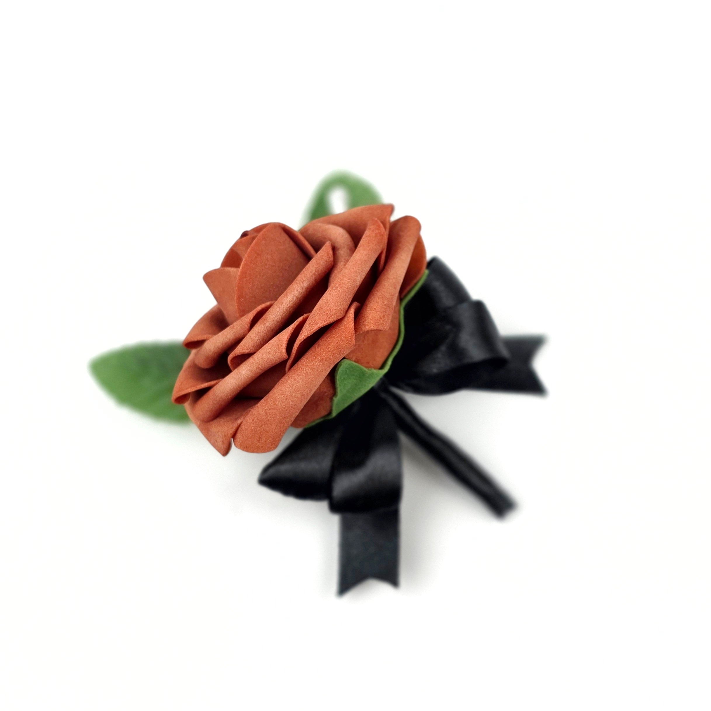 Burnt Orange Rose Boutonniere | Fall Wedding