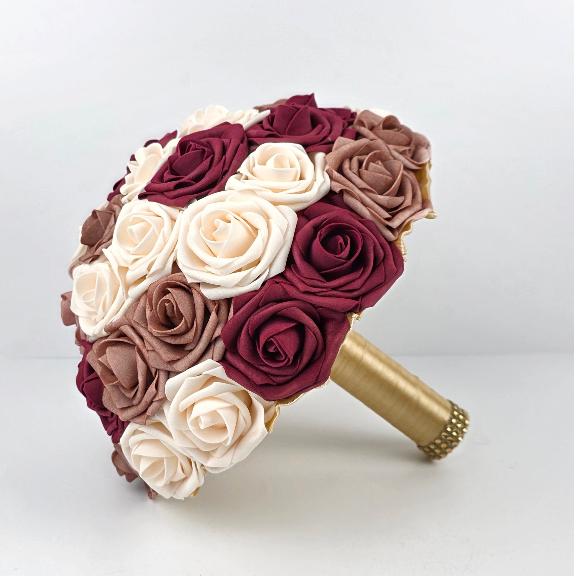 Burgundy, Cream, & Dusty Rose-10" Bridal Bouquet