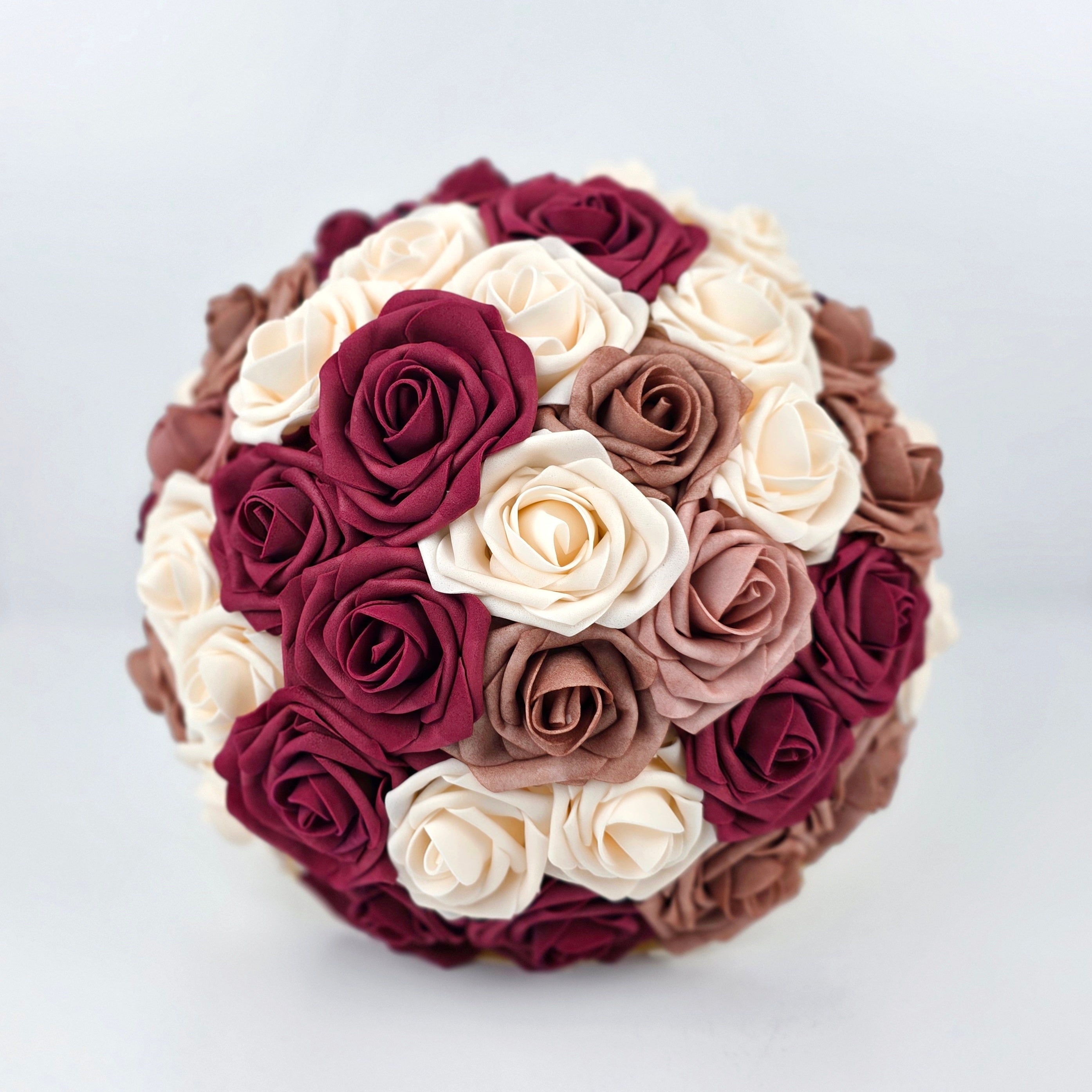 Burgundy, Cream, & Dusty Rose-10" Bridal Bouquet