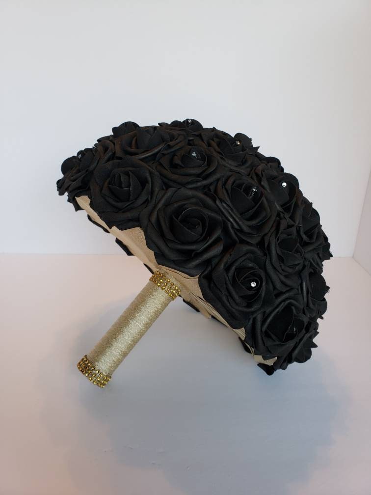 Gold And Black Corsages And Boutonnieres, Available In 27 Colors, Corsages Available In Pin On And Wrist, Matching Bouquets Available