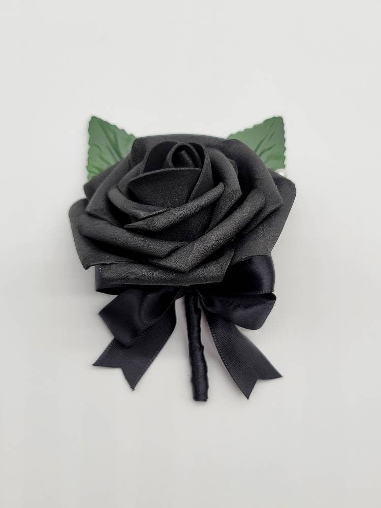 Black Corsages And Boutonnieres With Matching Bouquets Available,Available In 27 Colors, Corsages Available In Pin On And Wrist