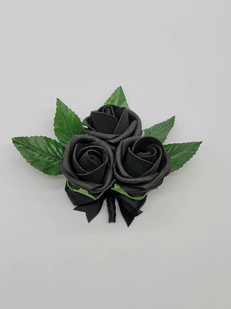 Black Boutonnieres And Corsages, Available In 27 Colors, Corsages Available In Pin On And Wrist,Matching Bouquets Available