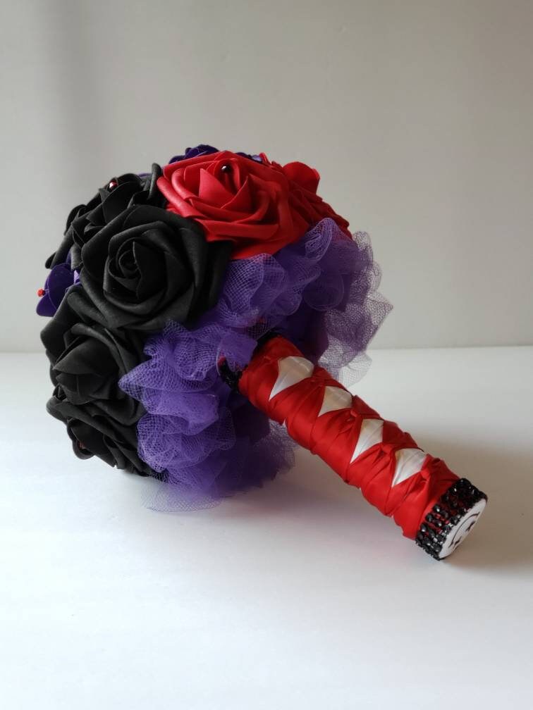 Black And Royal Blue Boutonniere With French Twist Stem And Rhinestones On Roses. Men's Boutonniere,27 Colors Available,Matching Bouquets