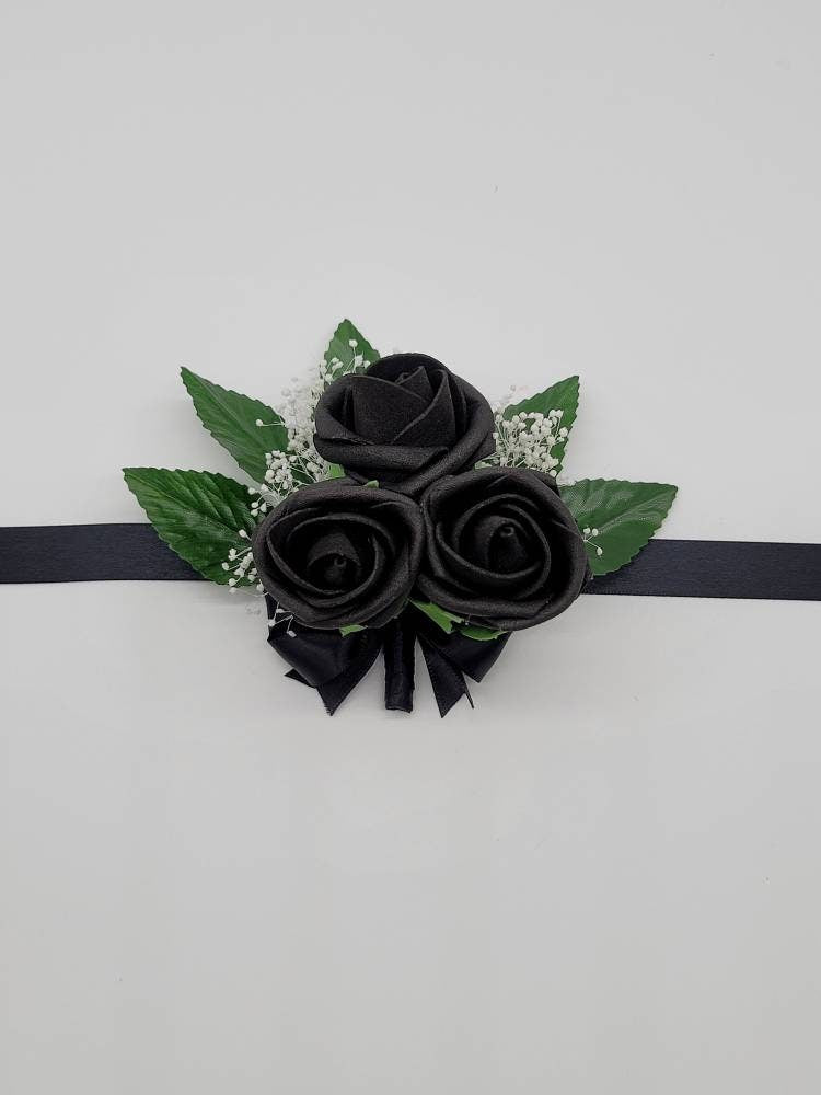 Black Boutonnieres And Corsages, Available In 27 Colors, Corsages Available In Pin On And Wrist,Matching Bouquets Available