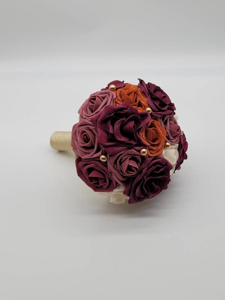 Burnt Orange And Gold Boutonnieres And Corsages, Available In 27 Colors, Corsages Available In Pin On And Wrist,Matching Bouquets Available