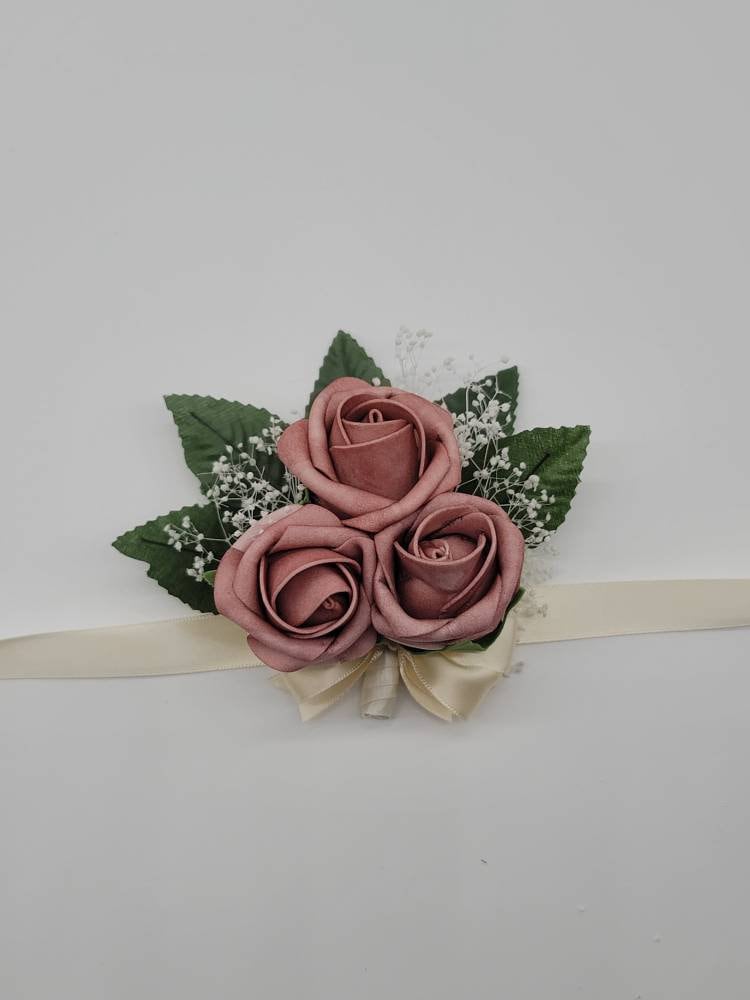 Dusty rose and ivory Boutonnieres and Corsages