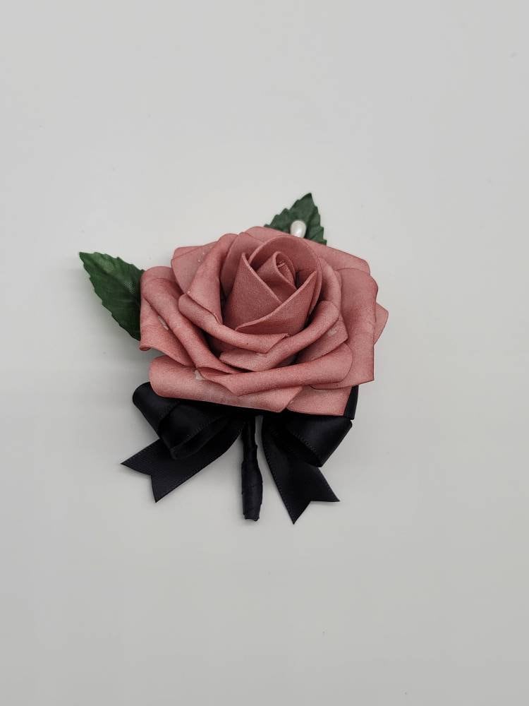 Dusty rose And ivory Boutonnieres And Corsages, Available In 27 Colors, Corsages Available In Pin On And Wrist, Matching Bouquets Available