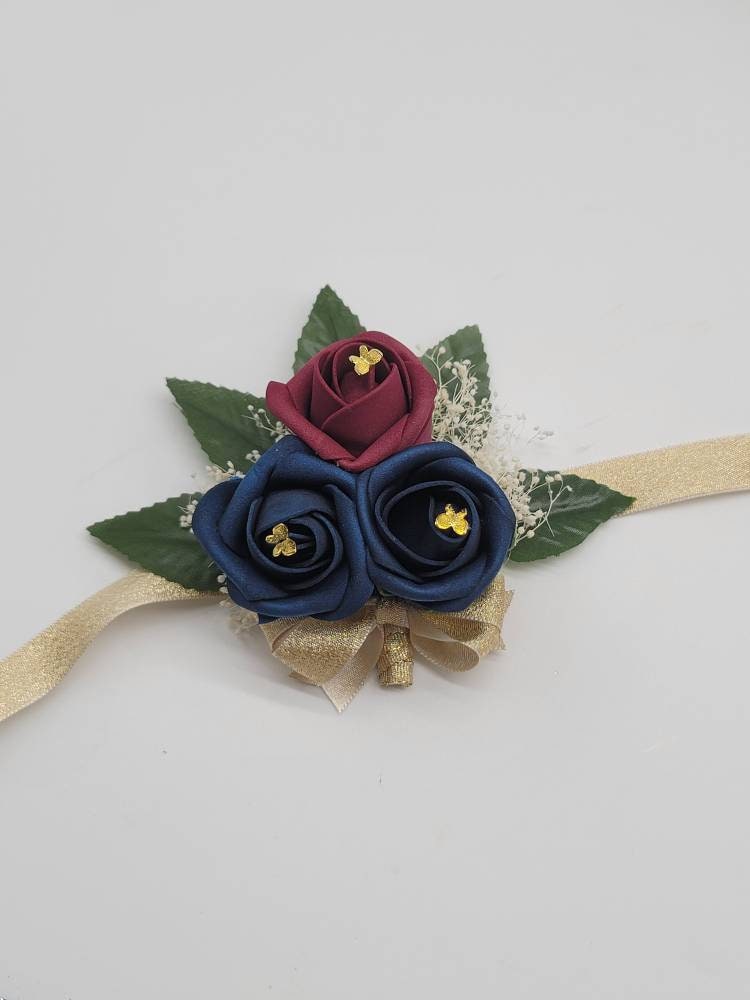 Burgundy and Navy Gold Butterfly Bouquet, Bridesmaid Bouquet,Toss Bouquet, Corsages, Boutonnieres,27 Colors Available