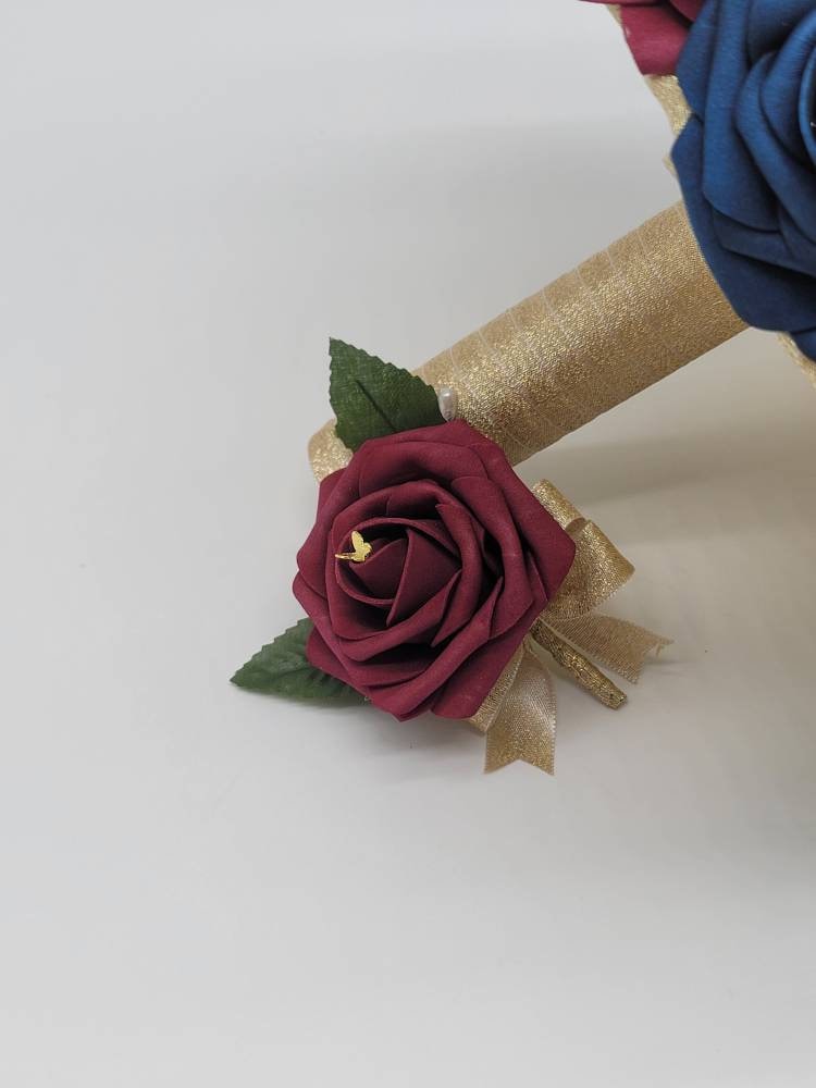 Black And Rose Gold Butterfly Bouquet, Rose Gold Bouquet, Bridesmaid Bouquet,Toss Bouquet, Corsages, Boutonnieres,27 Colors Available