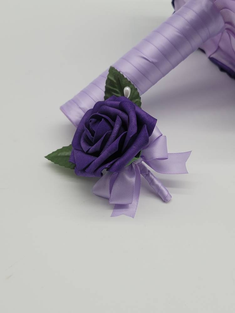 Dark Purple And lavender Boutonnieres And Corsages, 26 Colors Available, Corsages Available In Pin On And Wrist,Matching Bouquets Available