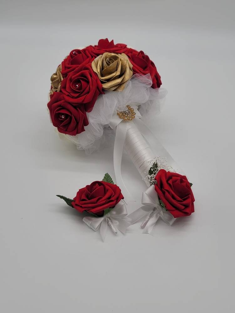Red and White Boutonnieres and Corsages