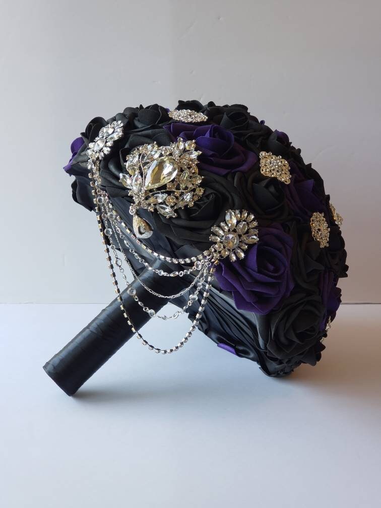 Dark Purple And black Boutonnieres And Corsages, 27 Colors Available, Corsages Available In Pin On And Wrist,Matching Bouquets Available