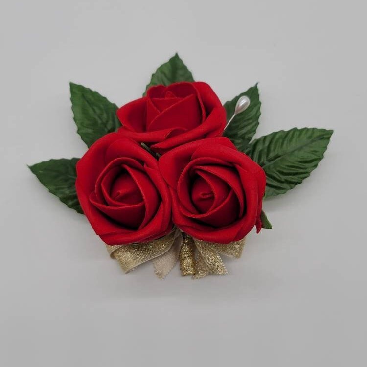 Red and Gold Boutonnieres and Corsages