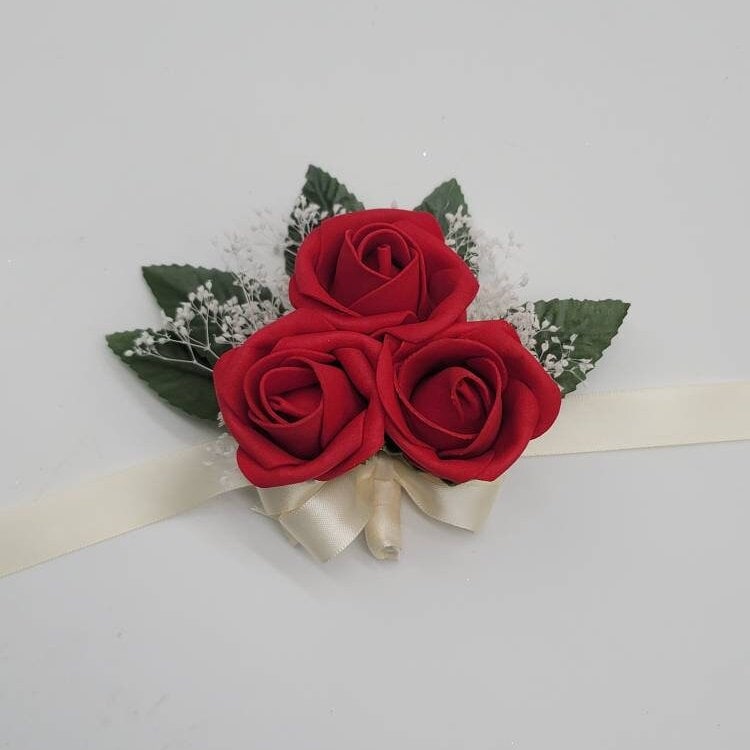 Red and Ivory Rose Wedding Bouquet