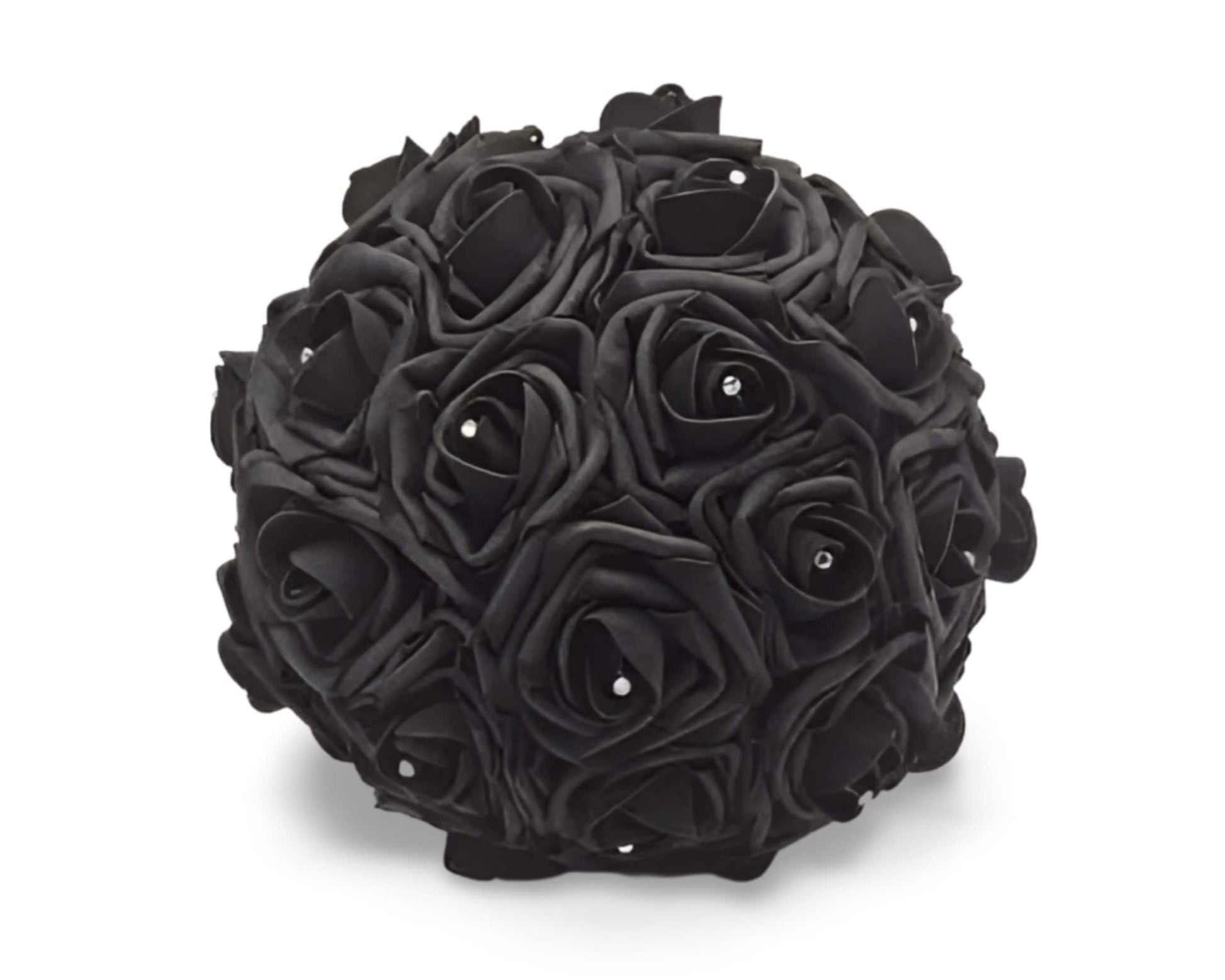 Black Wedding Bouquet Made With Real Touch Roses, Bridal Bouquet, Bridesmaid Bouquet and Matching Boutonnieres and Corsages-Halloween/Gothic