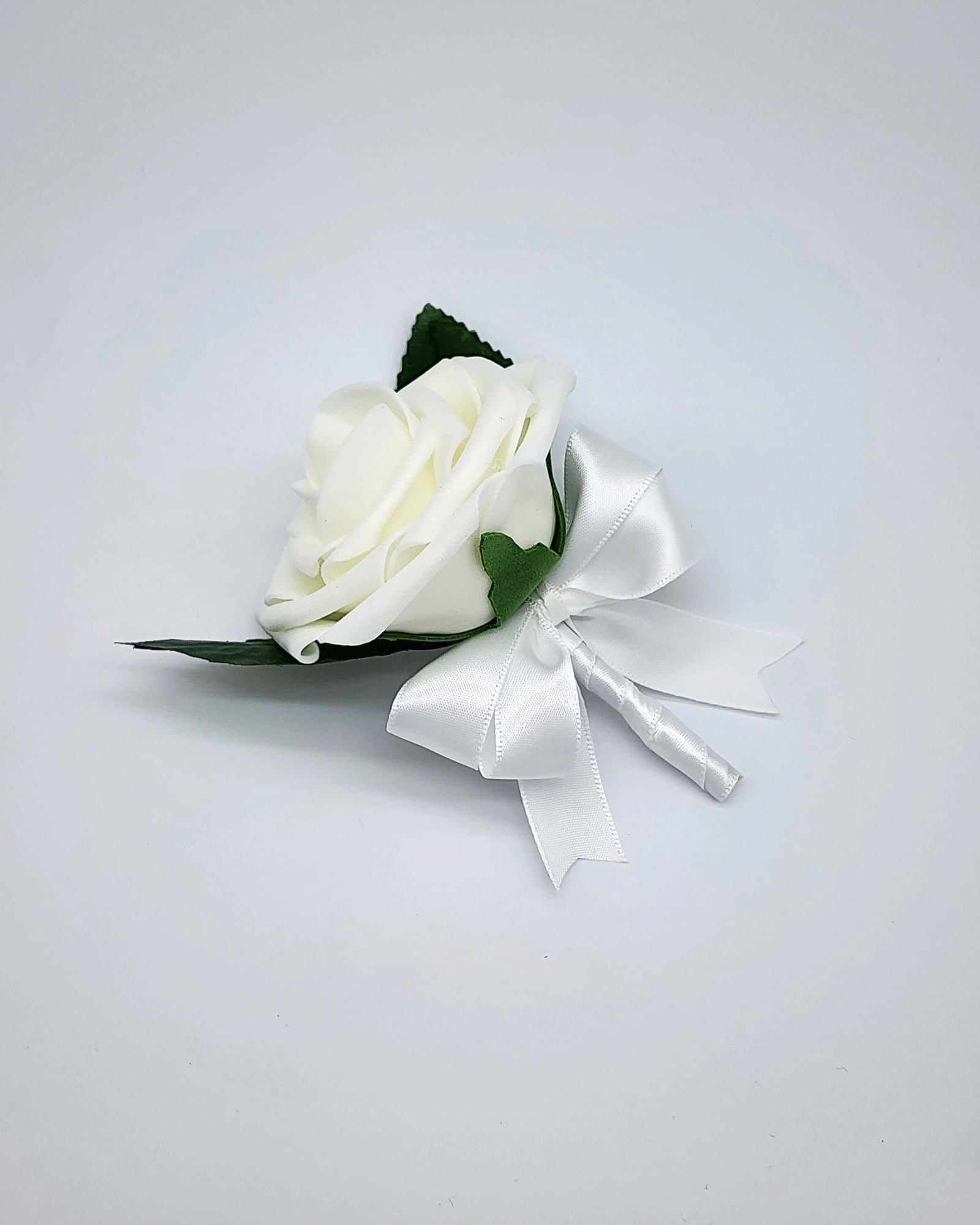 Ivory and white Boutonnieres And Corsages, Available In 27 Colors, Corsages Available In Pin On And Wrist, Matching Bouquets Available