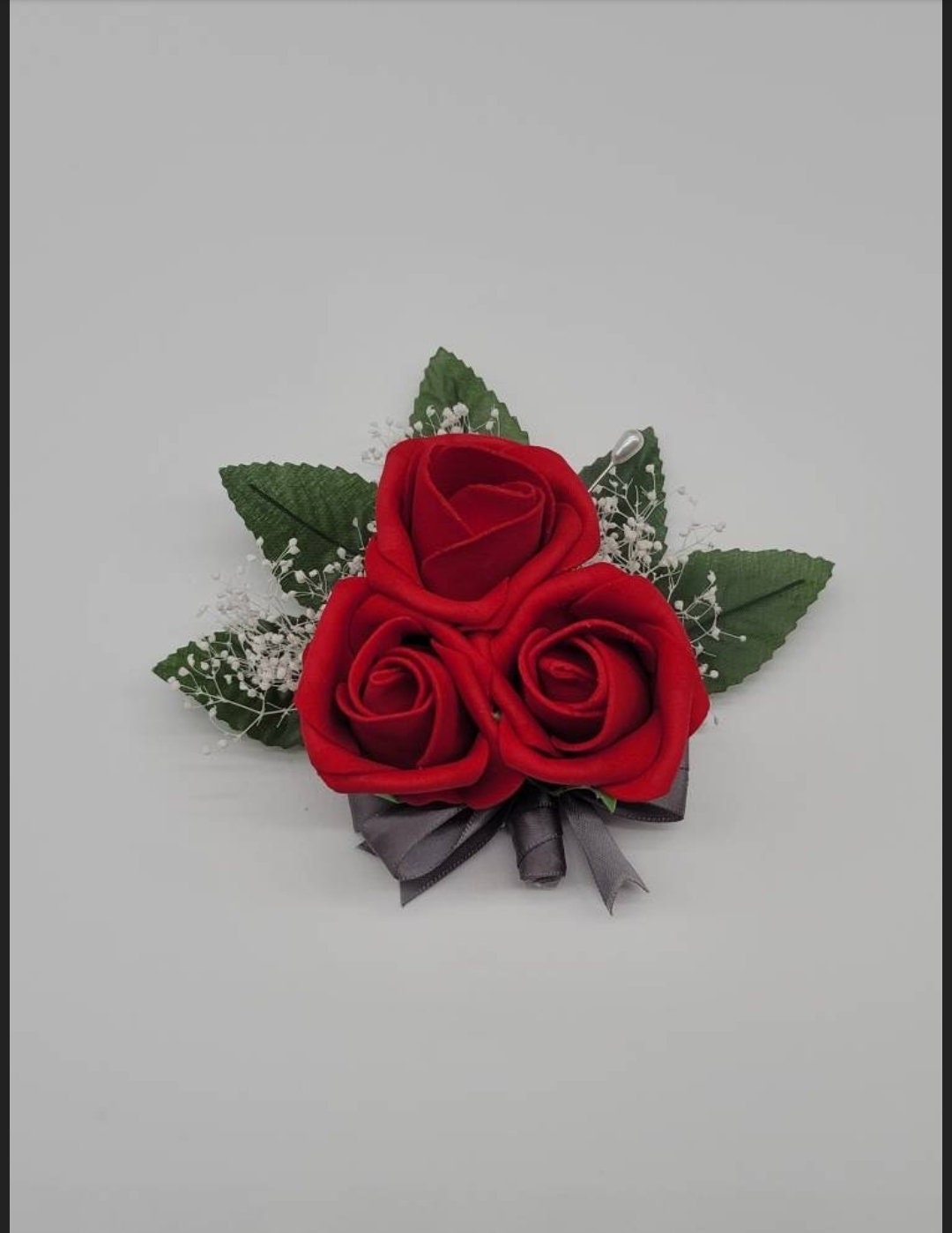 Winter Wedding Red and Gray Bridal Bouquet
