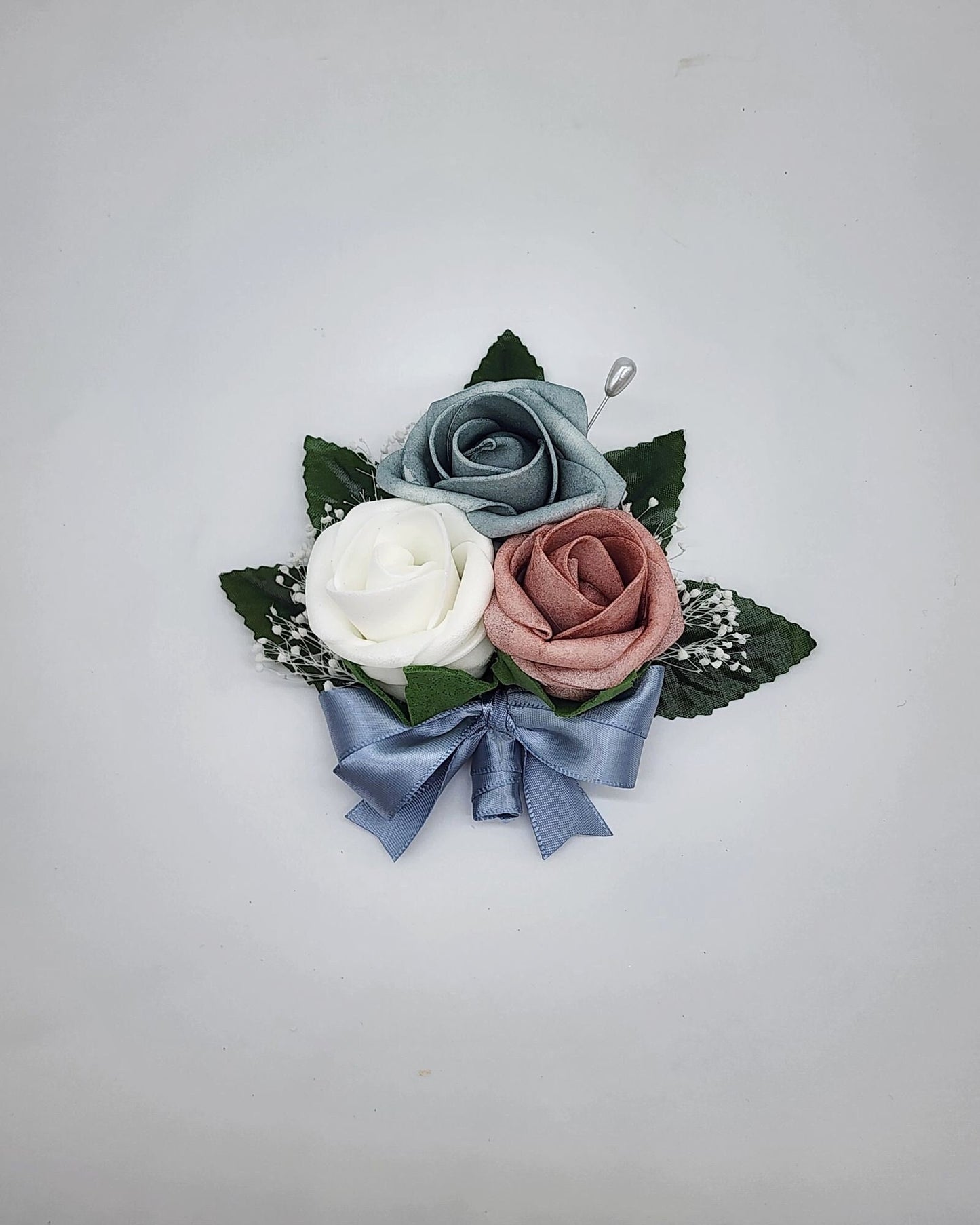 Dusty Rose and Dusty Blue Boutonnieres And Corsages,27 Colors Available,Matching Bouquets Available