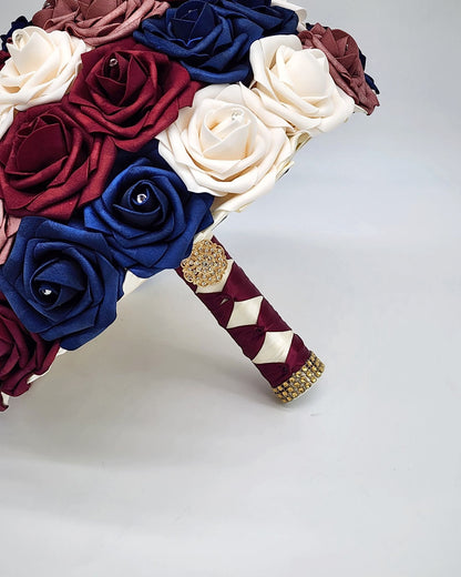 Burgundy and Navy Bridal bouquet great for Winter/Christmas Bouquets