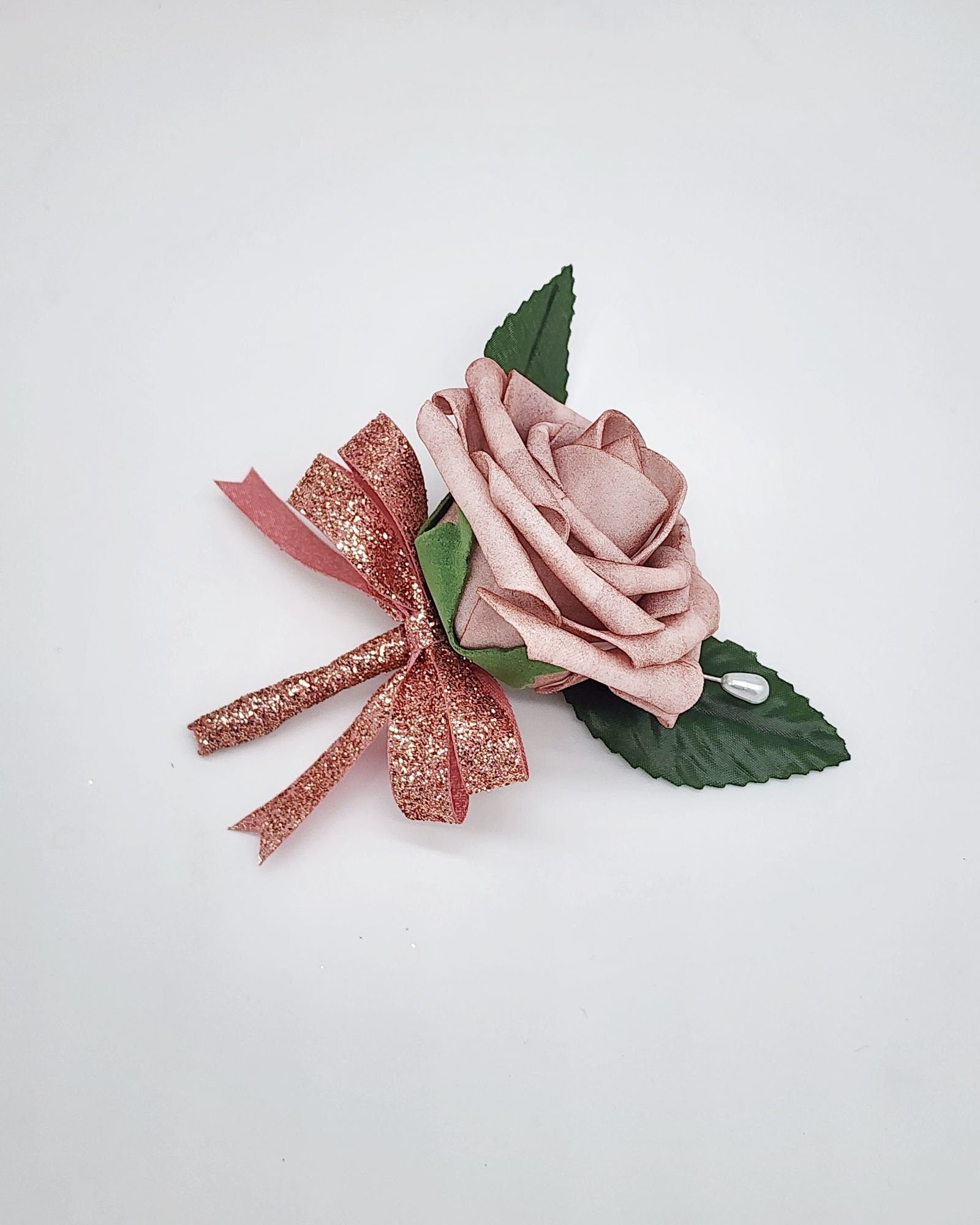 Dusty Rose and Black Wedding Bouquet-Modern Romantic Bridal- Rose Gold Ribbon-Custom Colors-Matching Boutonnieres & Corsages
