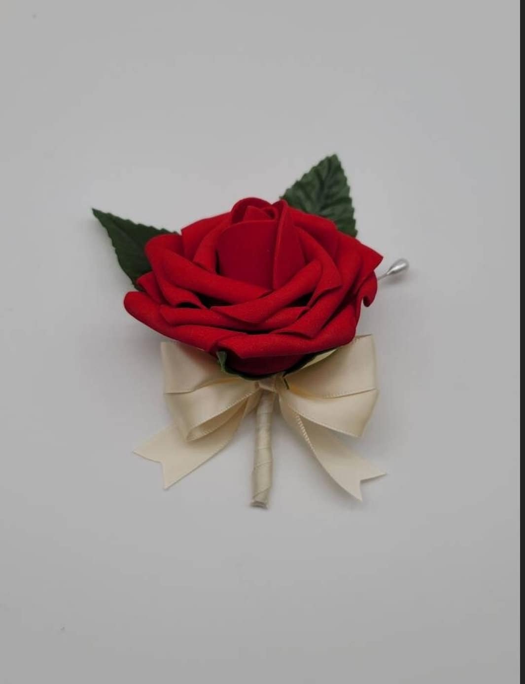 Red and Ivory Rose Wedding Bouquet
