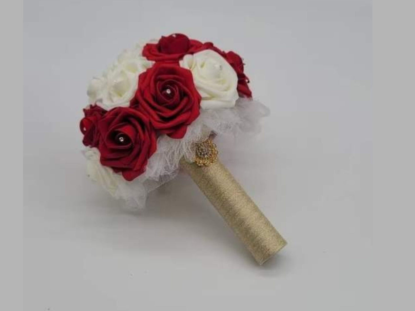 Red and Ivory Wedding Bouquet for Brides