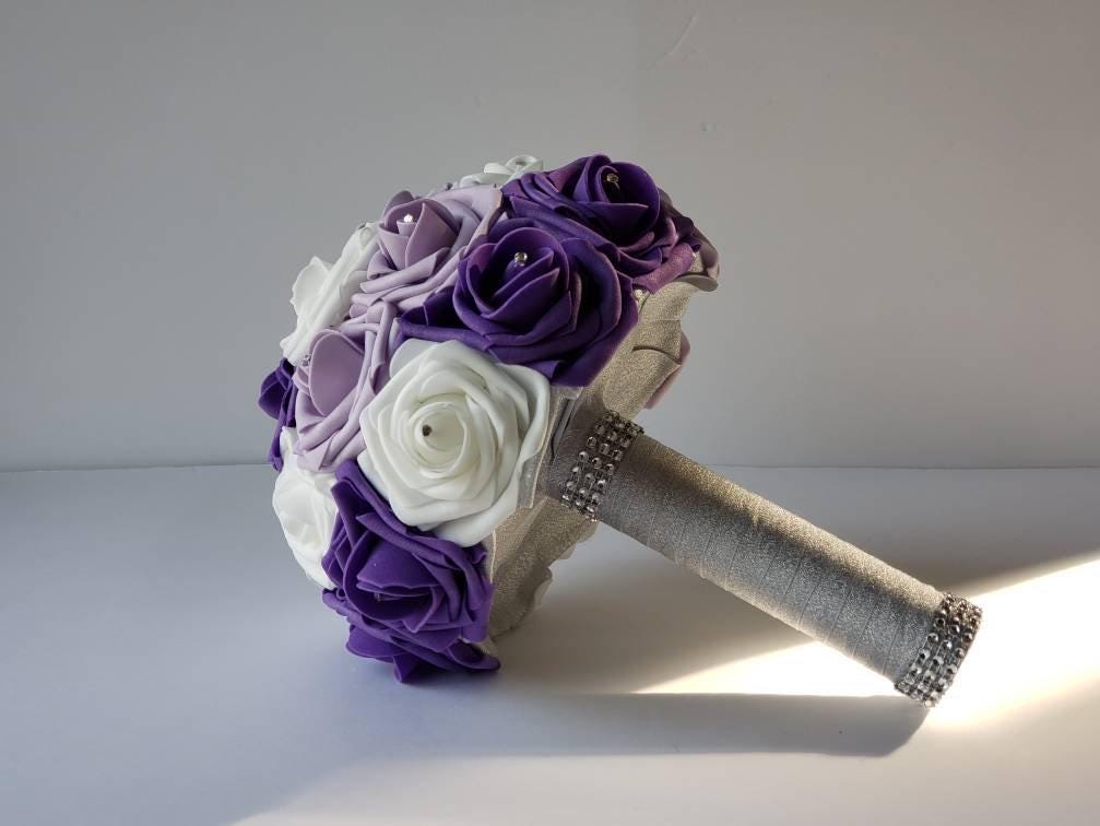 Lilac, Purple, and White Wedding Bouquet, Bridal Bouquet, Bridesmaid Bouquet With Matching Boutonnieres And Corsages Available