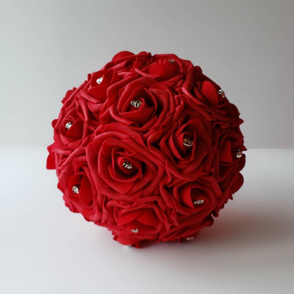 Red Skull Bouquet, Gothic Bouquet, Bridesmaid Bouquet, Toss Bouquet, Corsages, Boutonnieres, Halloween Bouquet