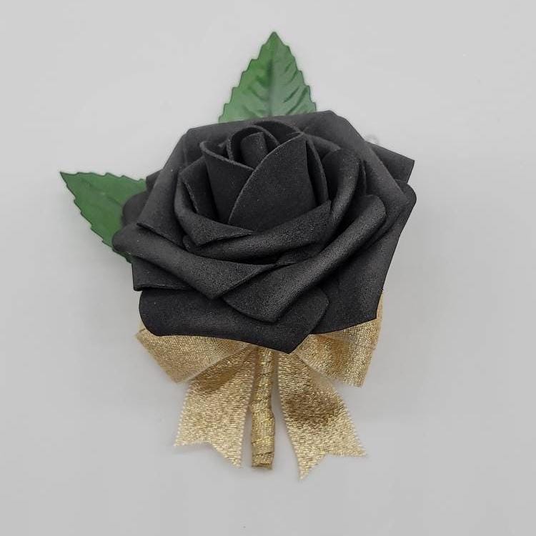 Black and gold boutonniere